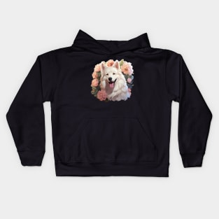 Cottagecore Cute Samoyed Floral Dog Lovers Kids Hoodie